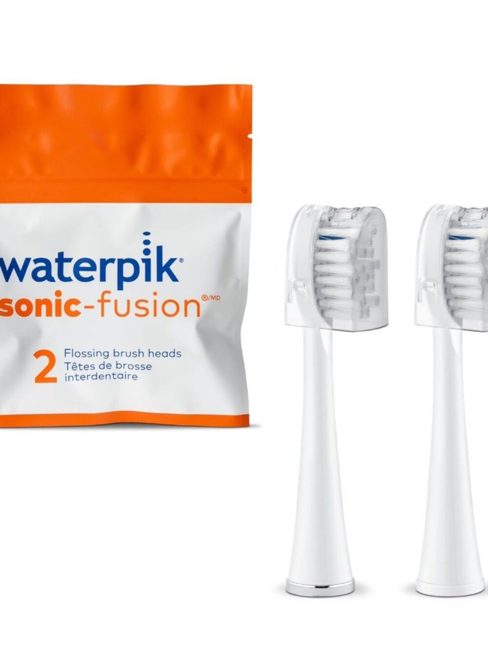 Waterpik Genuine Full Size Replacement Brush Heads With Covers for Sonic-Fusion